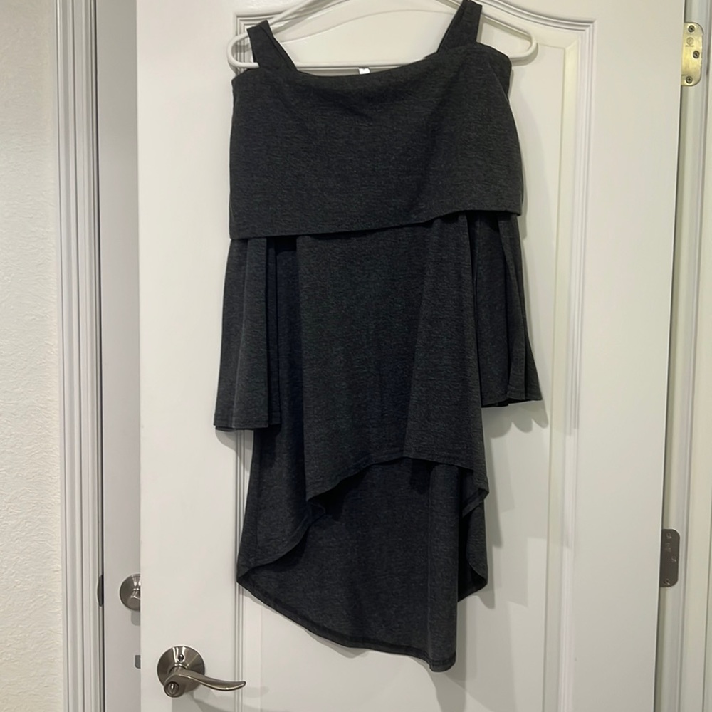 Gray open shoulder tunic